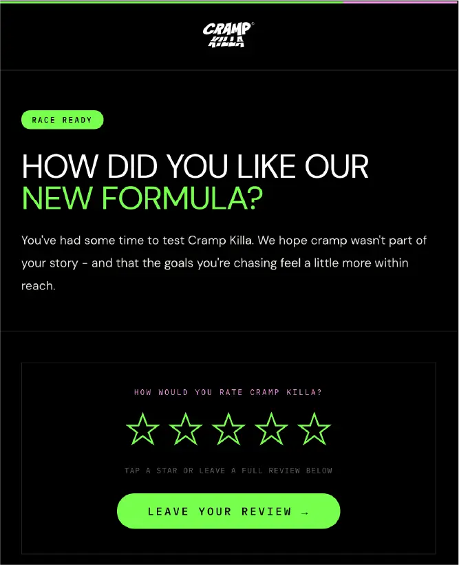 Athlete feedback review email